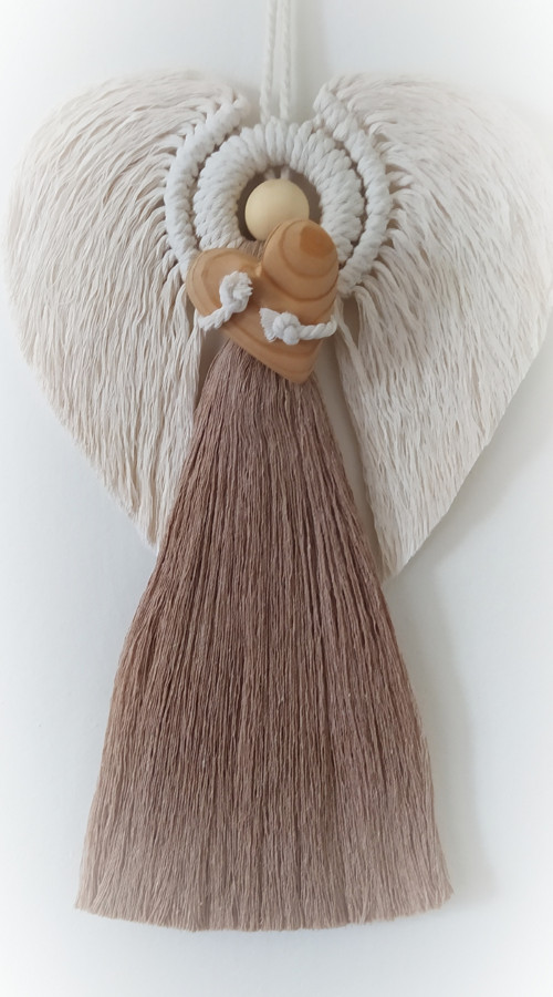 Větší macramé anděl v přírodním tónu.. :) — foto 1