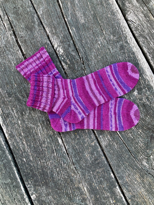 Pletené merino ponožky Fialky
