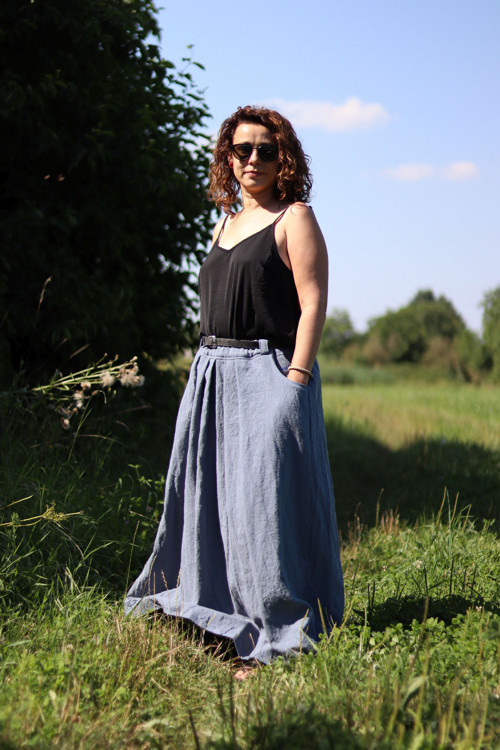 Lněná sukně krepovaná — foto 1