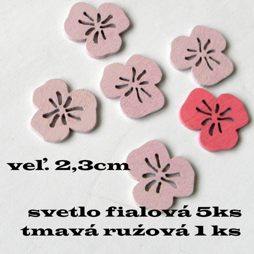 Dřevěný výřez - kvítek - sada 6 ks