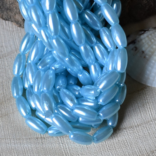 .Plast. korálky rýže 8x4mm - modré