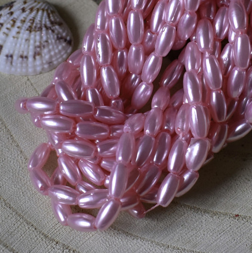 .Plast. korálky rýže 8x4mm - růžové