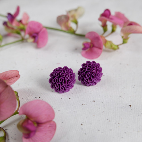 Květinkové náušnice Purpurové