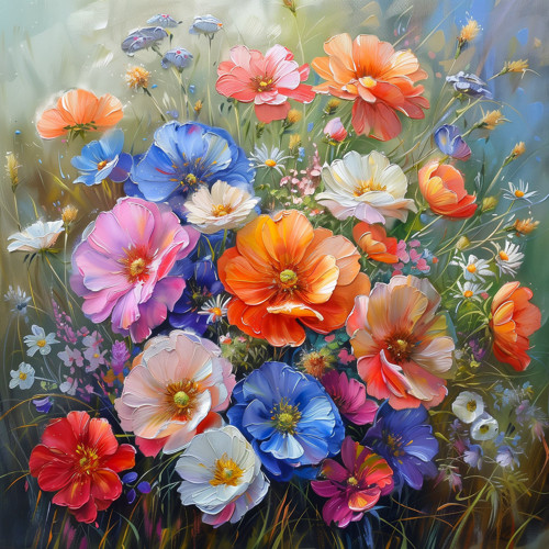 Obraz na platně Květiny II, 40x40 cm.