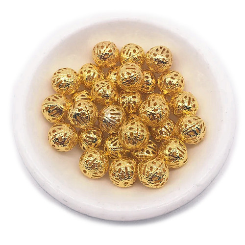 Filigránový korálek kovový zlato žluté 4/6mm, 10ks