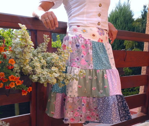 Originální úpletová patchwork sukně - pouze 2 kusy — foto 1