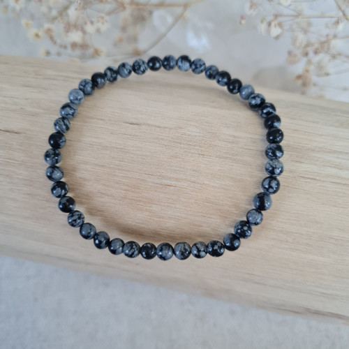 Obsidián vločkovaný náramek 4 mm (ochrana,uzemnění
