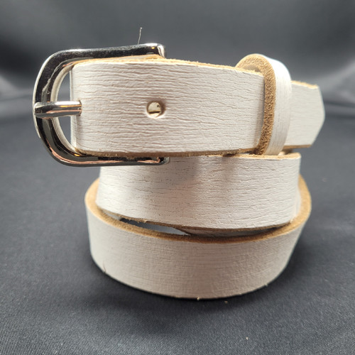 Pásek 2.5 cm bílý z drásané kůže