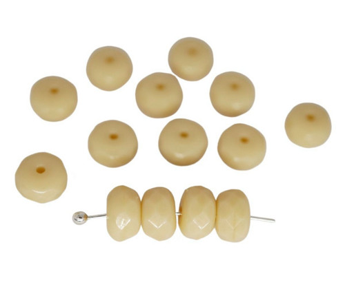 14 ks Beige Opaque Rondelle Beads Rondelle české
