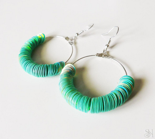 Tyrkysové kruhové handmade náušnice