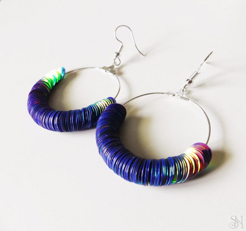 Fialové kruhové handmade náušnice