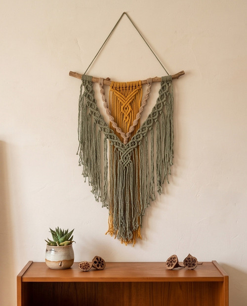 Macramé závěsná dekorace - jarní