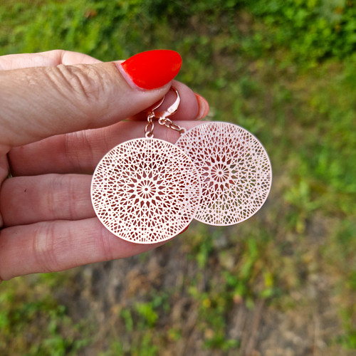 Ocelové náušnice*mandaly*rosegold — foto 1