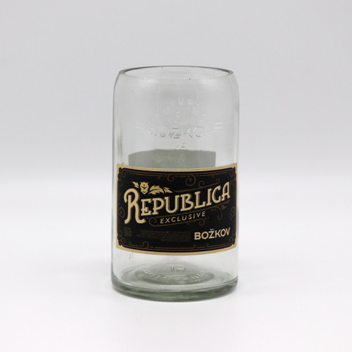 Skleněná váza "Upcycling Božkov Republica - čirá"