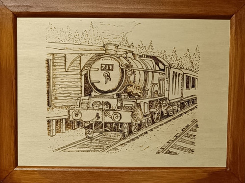 Ručně vypalovaný obraz "LOKOMOTIVA" No. 1502