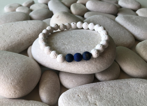 Minerální náramek láva + lapis lazuli