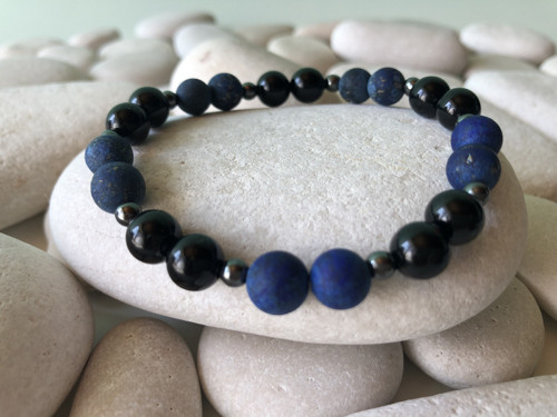 Minerální náramek onyx, lapis lazuli, hematit