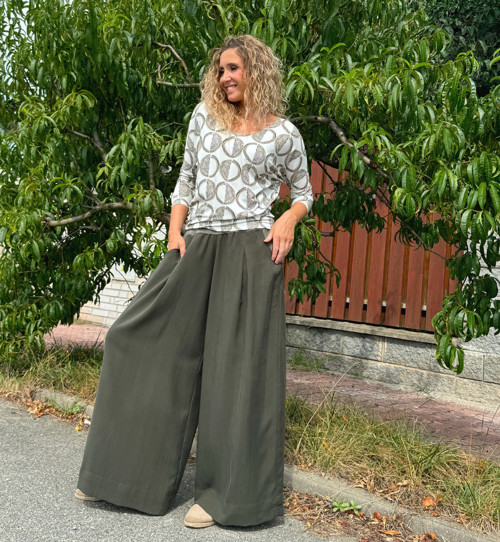 Kalhotová sukně khaki