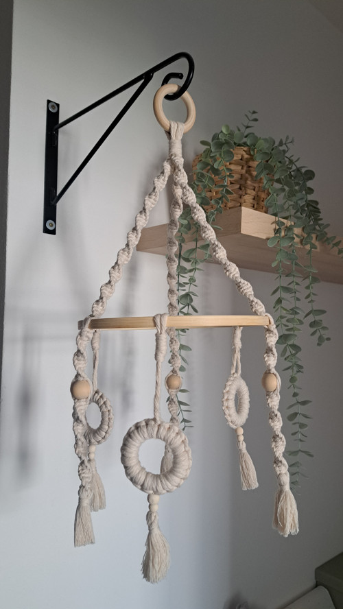 Dětský macrame kolotoč nad postýlku NATURAL
