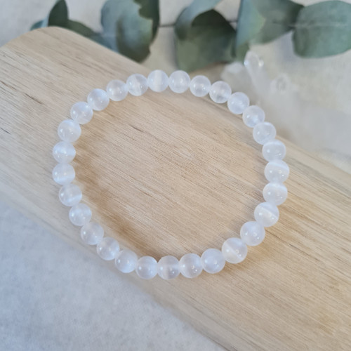 Selenit náramek 6 mm (zklidnění, uvolnění)