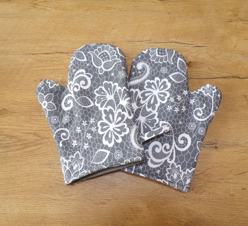 Kuchyňská chňapka s teflonem 2 ks - šedá ornamenty