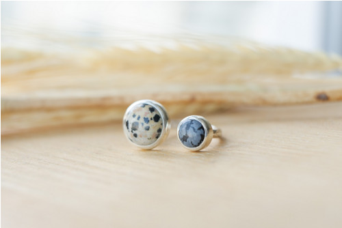 Prsten “Dalmatin” - obsidián, jaspis, Ag 925/1000 — foto 1