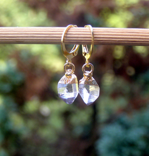 DIAMANT HERKIMER*ocelové náušnice zlaté — foto 1