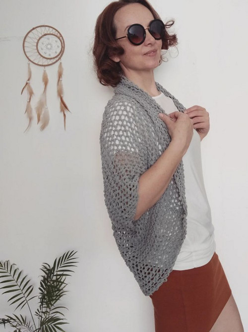 LETNÍ vesta/kardigan světle šedá vel. M - XL