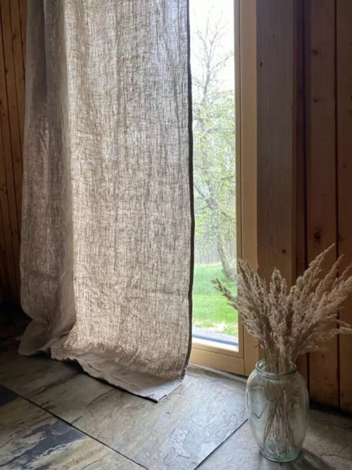 Lněný závěs Natur 220 cm