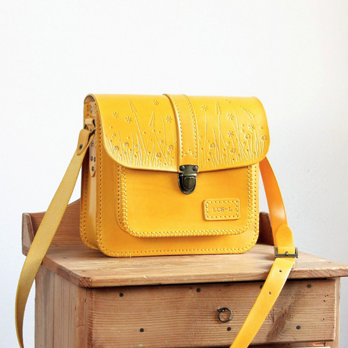 Kožená kabelka Floral satchel *Yellow*
