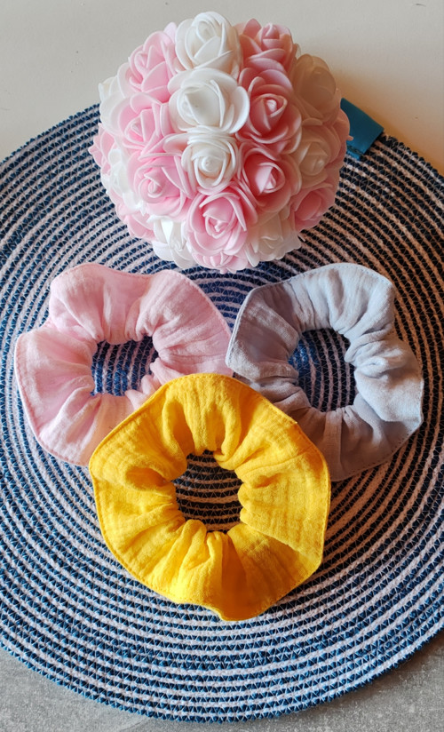 Mušelínka - scrunchies - sada 3ks