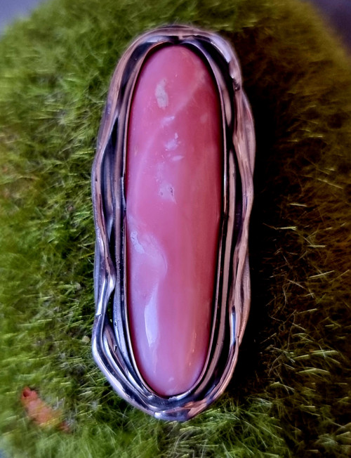 Prsten "Jarní láska"- růžový opál, Ag 925/1000