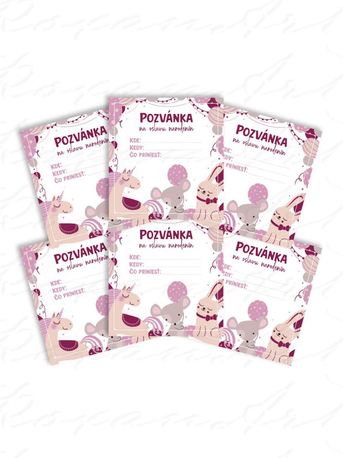 Dětské pozvánky na oslavu - Jednorožec (6 ks)