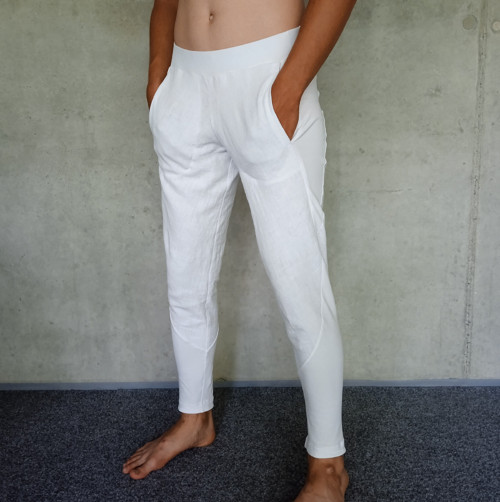 Pánské nebo unisex kalhoty,len a bavl.úplet