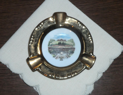 Porcelánový POPELNÍK Wien zlacený, Eigl Ottensheim