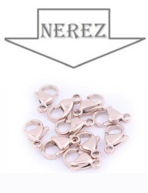 3ks Nerez karabinky 10mm-růžová