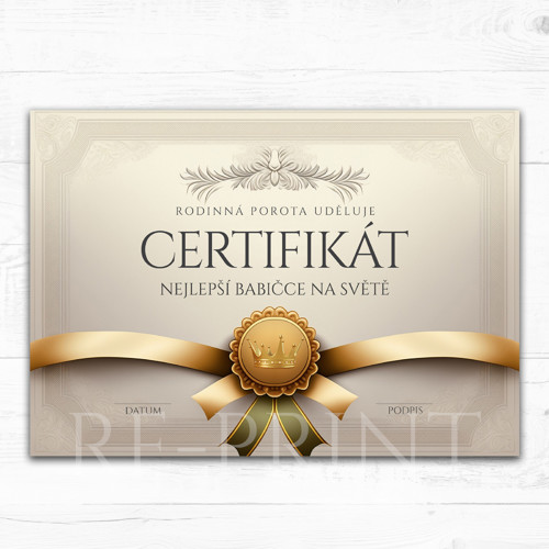 Certifikát nejlepší babičce ( PDF VERZE )