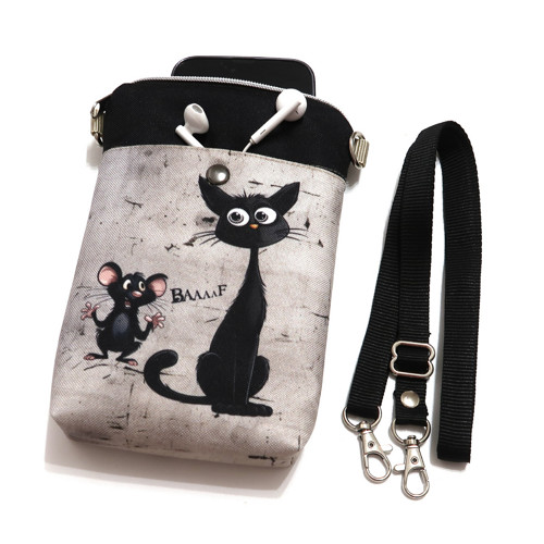 KOČKA A MYŠ - taštička crossbody na mobil