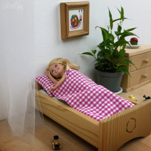 Peřinky pro malé panenky - růžové kostičky