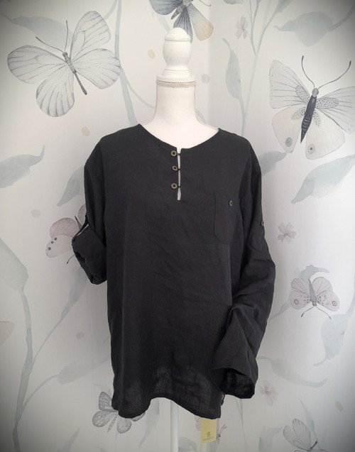 Lněná halena/košile černá vel.L-XL