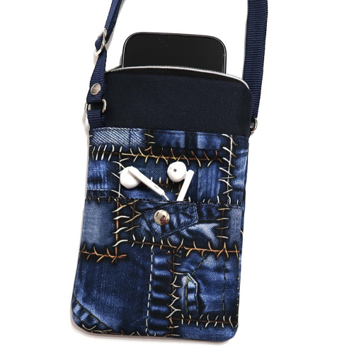 SEŠÍVANÁ DŽÍNOVINA - taštička crossbody na mobil