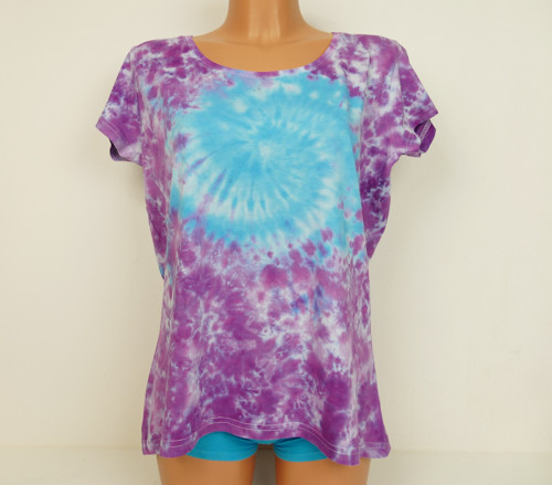 Dámské batikované tričko Violet Galaxy, XL