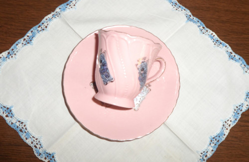 Růžový porcelán, ŠÁLEK a PODŠÁLEK, zlacený