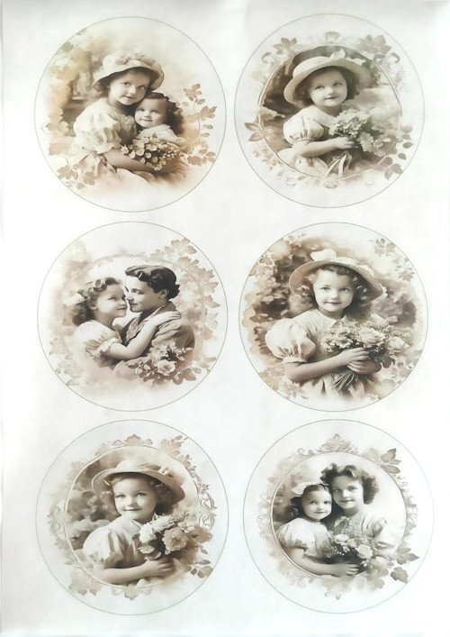 Originální rýžový papír na decoupage -VINTAGE děti