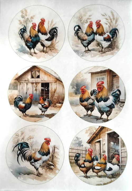 Originální rýžový papír na decoupage - KOHOUTI