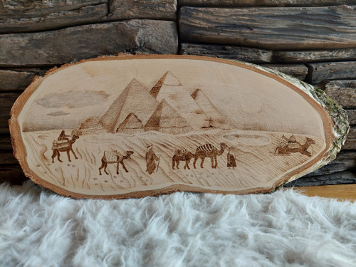 Ručně vypalovaný dřevěný obraz - Egypt