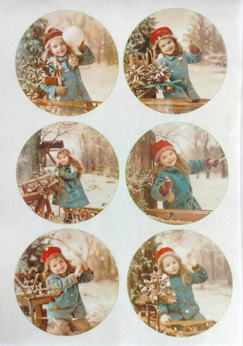 Originální rýžový papír na decoupage - RETRO ZIMA