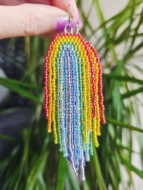 Šité náušnice Rainbow