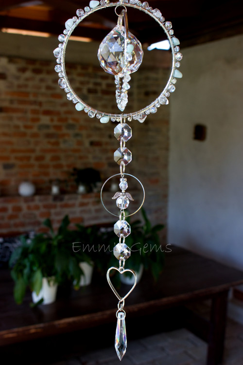 Suncatcher/Lapač Slunce Angelic Amazonit stříbrný