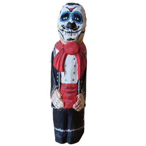 Hombre Día de Muertos - dřevěný, vyřezávaný